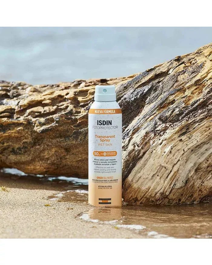 ISDIN واقي شمسي بخاخ شفاف SPF50 للبشرة الرطبة 250 مل
