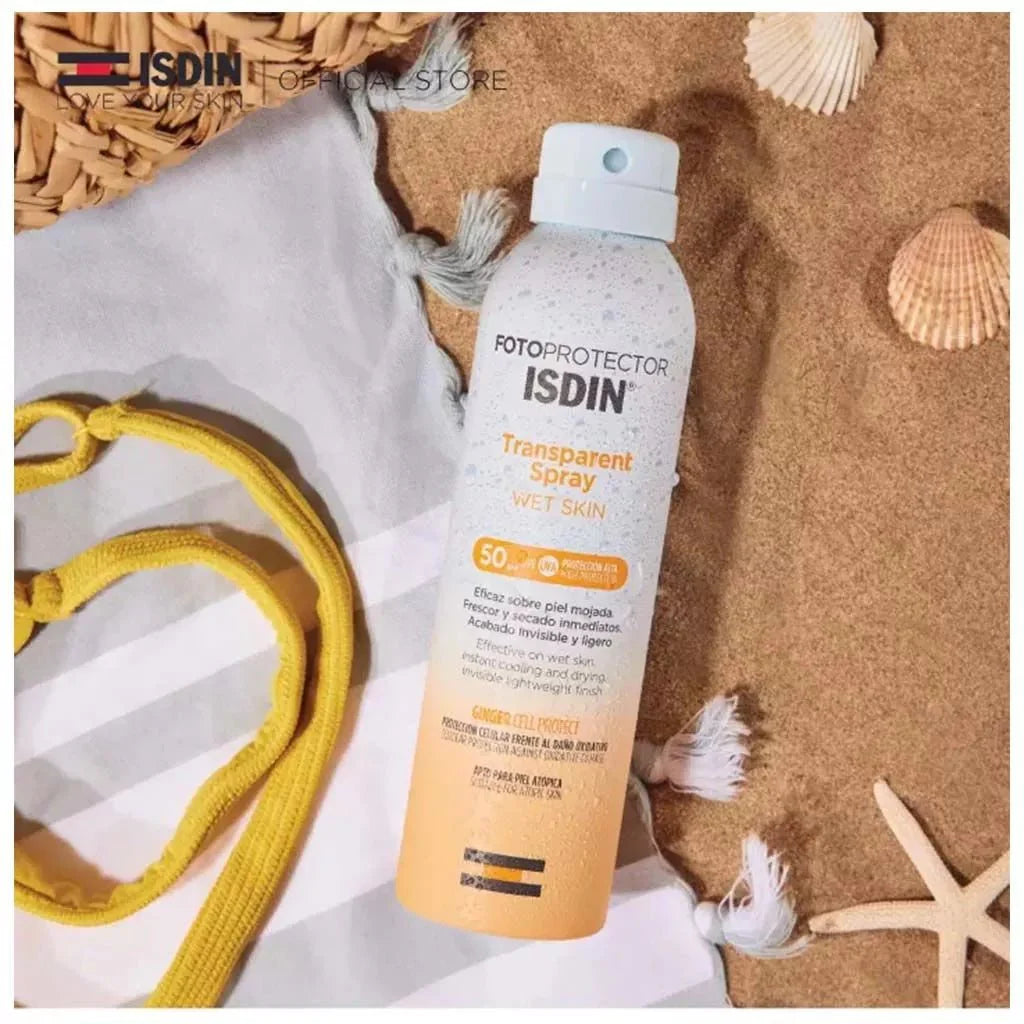 ISDIN واقي شمسي بخاخ شفاف SPF50 للبشرة الرطبة 250 مل
