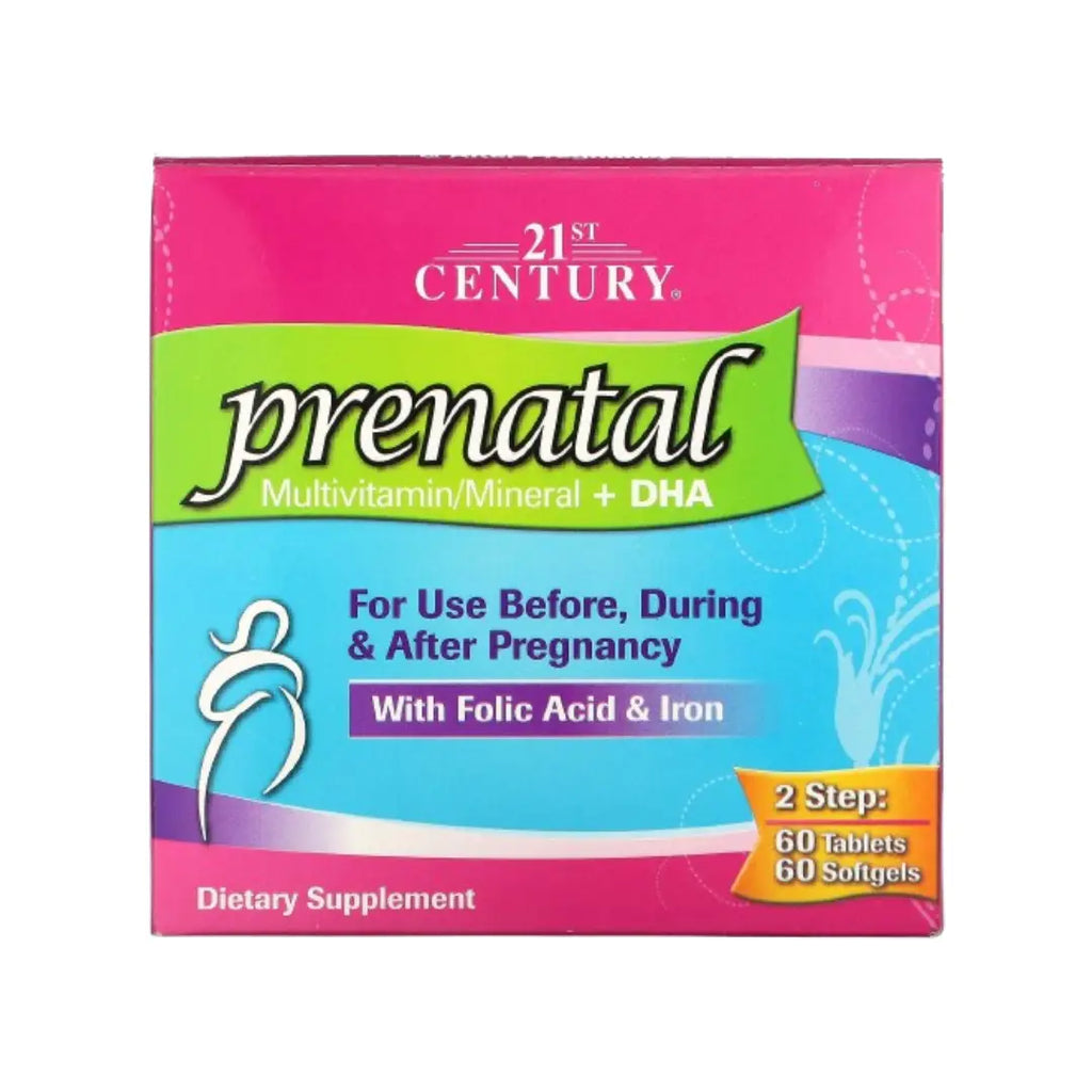 21st Century Prenatal Multivitamin + DHA 60s Dual Pack – Complete prenatal supplement for women’s health before, during, and after pregnancy