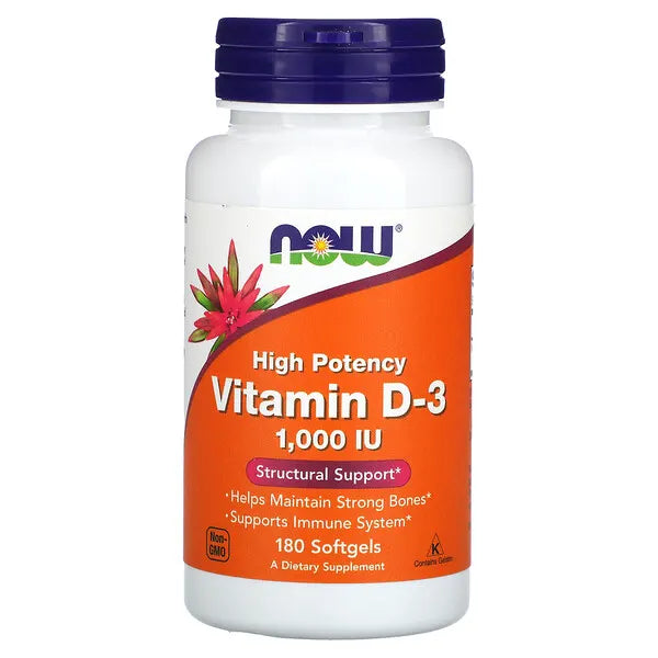NOW HIGH POTENCY VITAMIN D3 1000IU SOFTGEL 180s