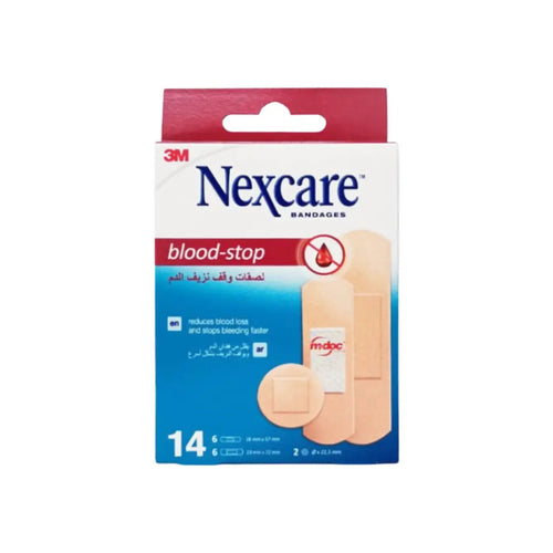 3M Nexcare Blood Stop Bandage 14 pack box front view