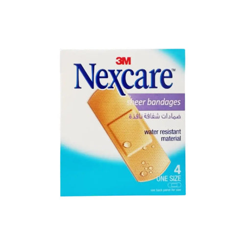 3M Nexcare Water Resistant Sheer Bandages 4 count packaging front view