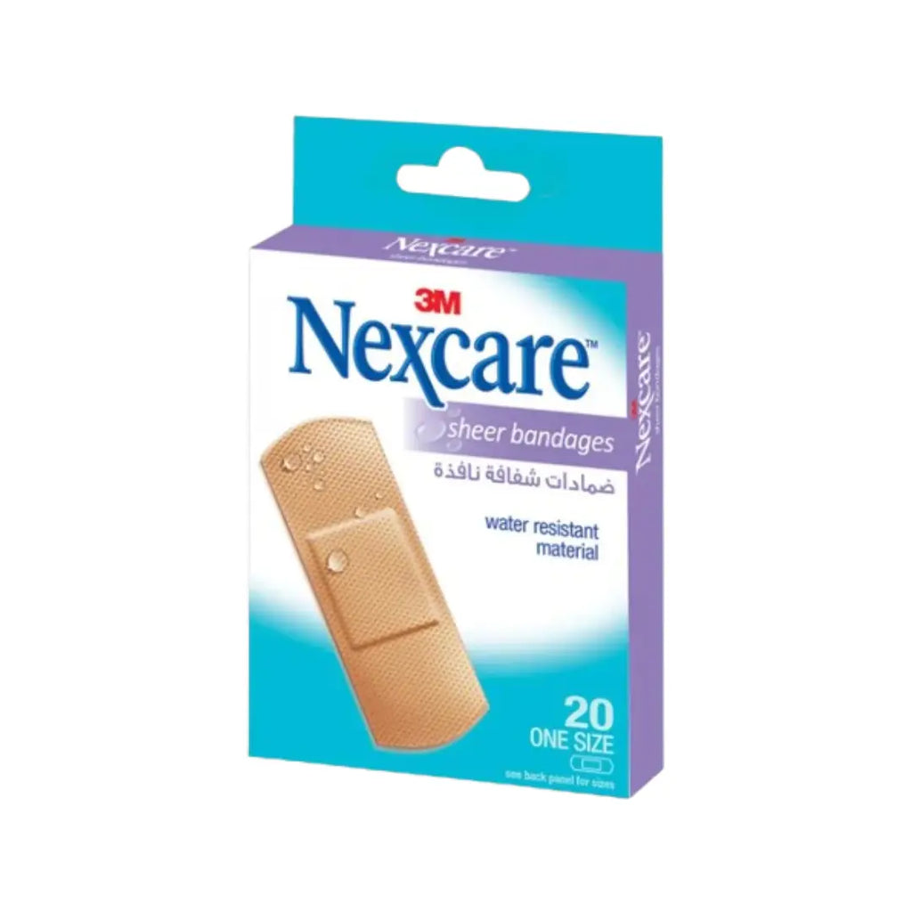 3M Nexcare Water Resistant Sheer Bandages 20s 656-20 - Flexible Adhesive Bandages for Minor Cuts & Scrapes