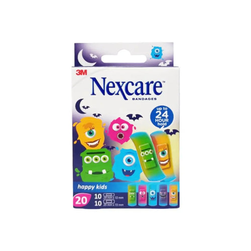 3M Nexcare Happy Kids Monster Bandage 20 pack box front view