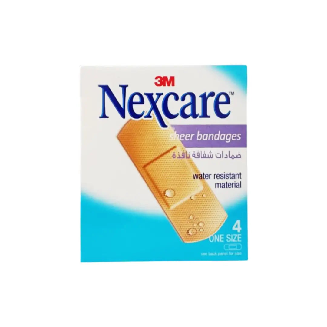 3M Nexcare Water Resistant Sheer Bandages 4 count packaging front view