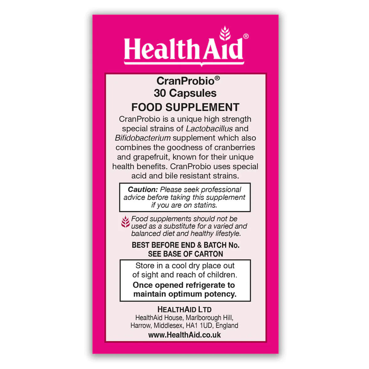HEALTH AID CRANPROBIO CAP 30s