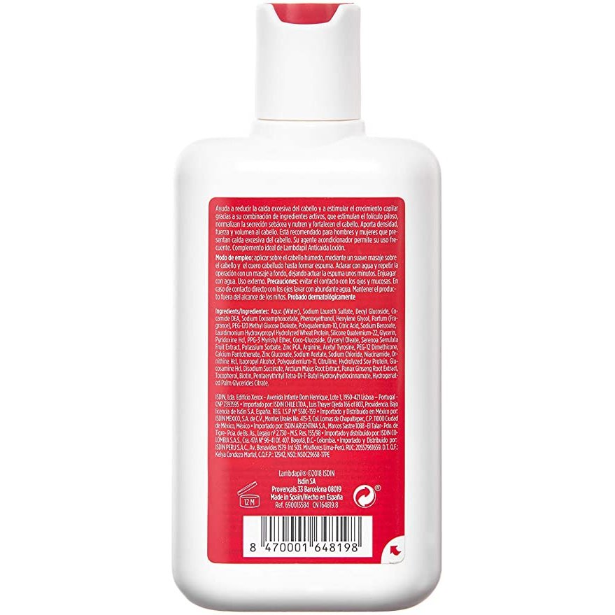 ISDIN Lambdapil Anti-Hair Loss Shampoo (200ml) |( Helps reduce excessive hair loss and stimulate follicle growth, White) - Med7 Online