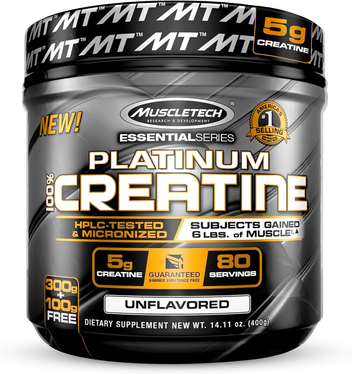 MUSCLETECH PLATINUM CREATINE 400G UNFLAVORED SERV 80