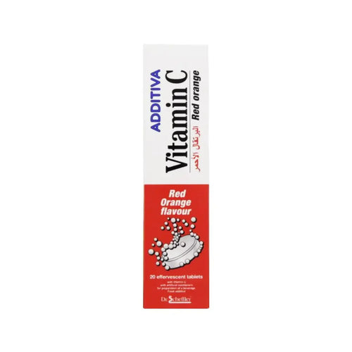 Additiva Vitamin C Red Orange Effervescent Tablets 20s Immune support and antioxidant supplement in fizzy orange flavor