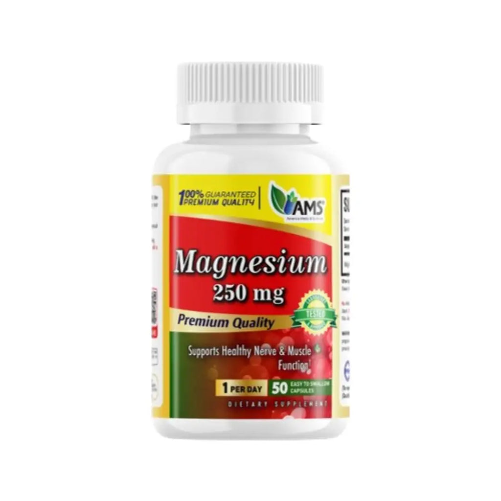 AMS Magnesium 250mg Tablets – Food Supplement for Daily Mineral Support (50 Tablets)