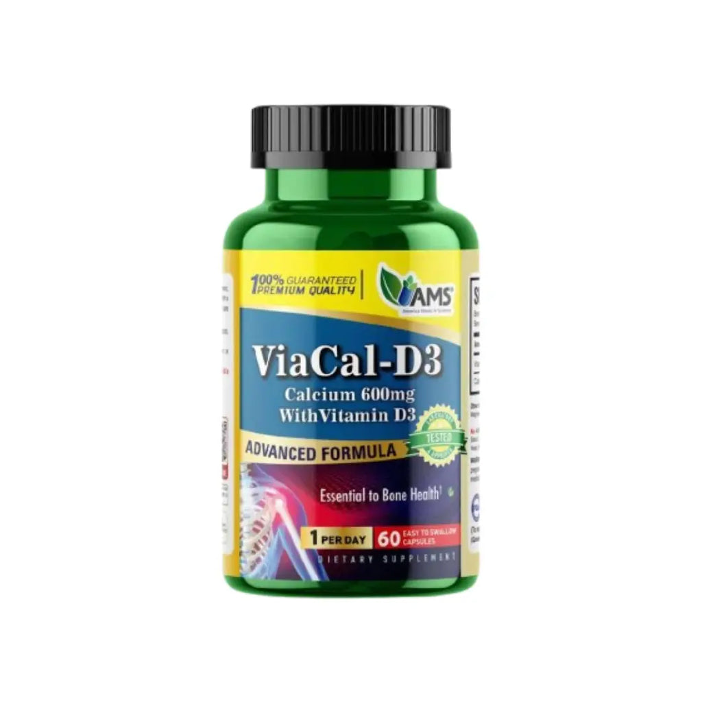 AMS ViaCal D3 Capsules 60s – Calcium & Vitamin D3 Supplement for Bone and Muscle Support