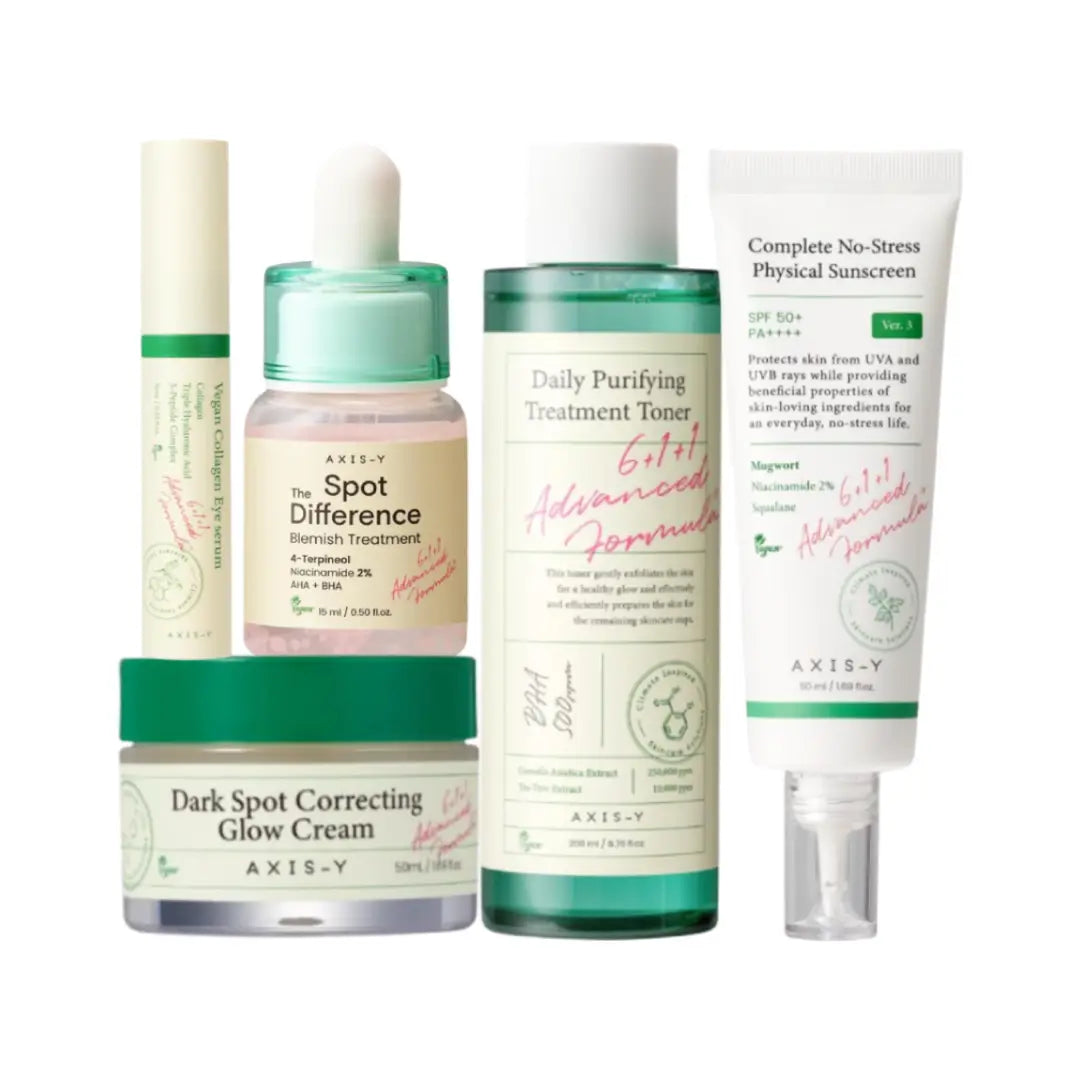 AXIS-Y Blemish Care Skincare Set | Purifying Toner, Blemish Treatment, Glow Cream, Eye Serum & SPF50+