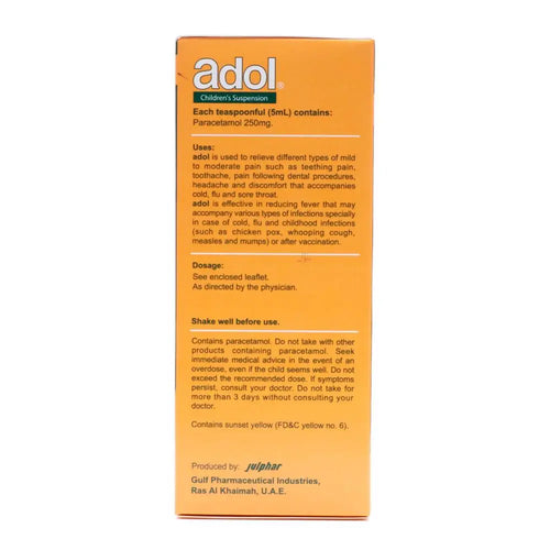 Adol Children Suspension 100ml bottle for children’s acetaminophen oral use