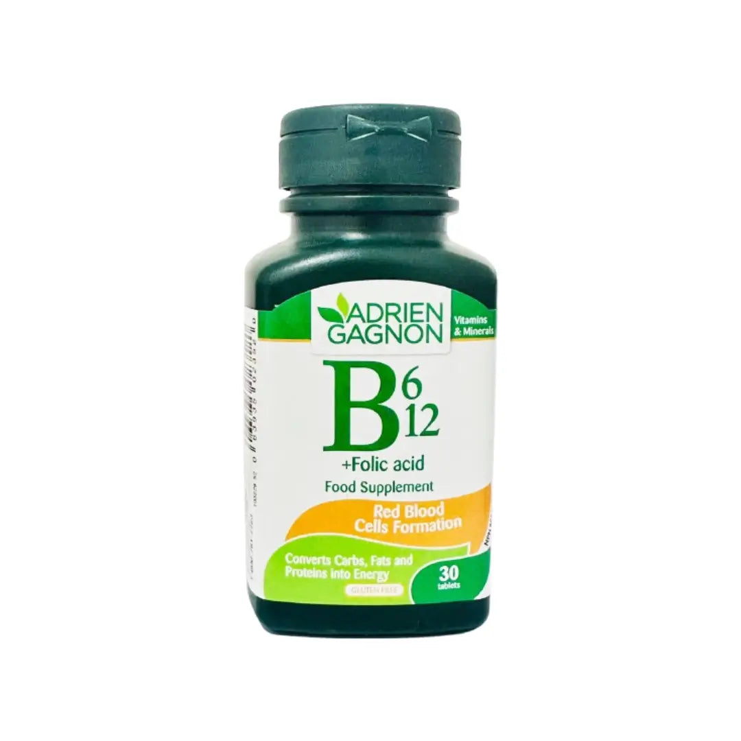 Adrien Gagnon Vitamin B6 B12 + Folic Acid Tablets 30s – B-Complex Supplement for Daily Nutritional Support