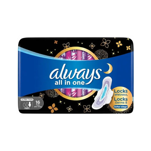 Always All In One Ultra Thin Night Pads with Wings 16s
