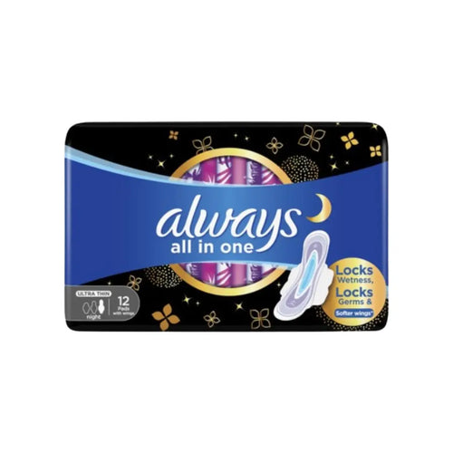 Always Ultra Thin Night Pads with Wings 12s