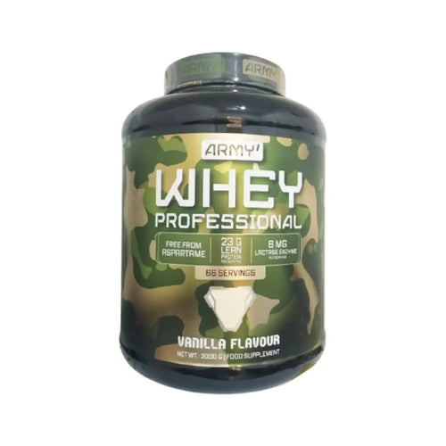 Army Whey Professional Protein Powder 2000g Vanilla Flavour 66 Servings Whey Protein Supplement