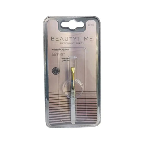 BEAUTYTIME Flat Tweezers Gold Tipped BT125