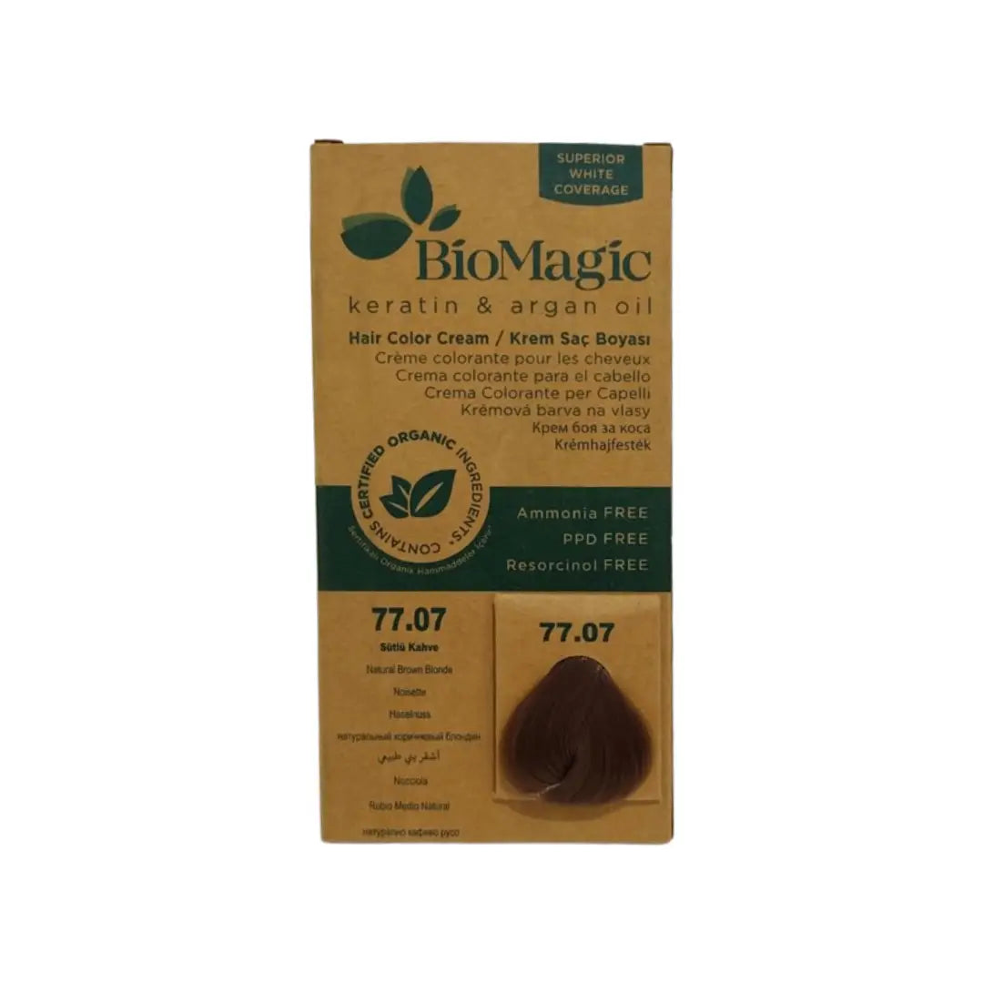 BioMagic Hair Color Natural Brown Blonde 77.07 hair dye box packaging