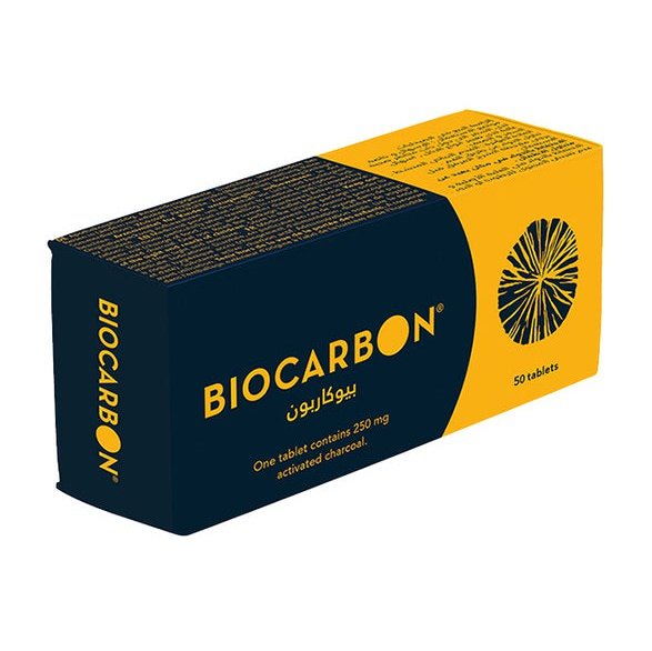 Biocarbon 250mg Tablets 50s activated charcoal tablets for digestive health and gas relief