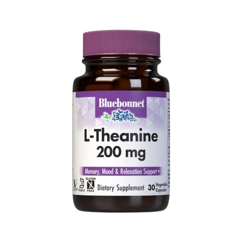 BlueBonnet L-Theanine 200mg 30 vegetarian capsules for relaxation and focus support