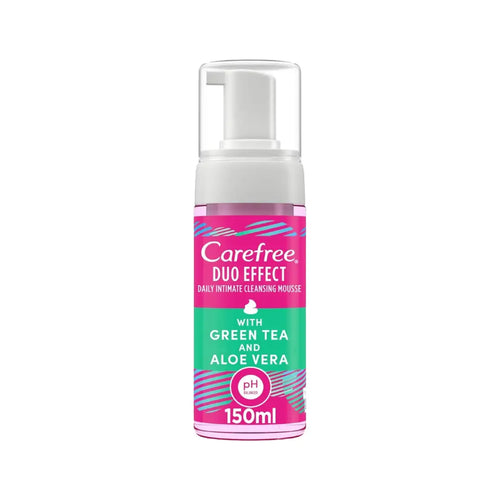 Carefree DUO Effect Intimate Cleansing Mousse Green Tea & Aloe Vera 150ml – Gentle Daily Feminine Cleanser