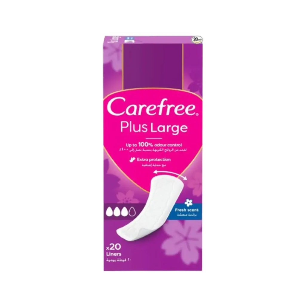 Carefree Plus Fresh Scent Large Pantyliners 20s – Extra Coverage Daily Liners for Everyday Freshness