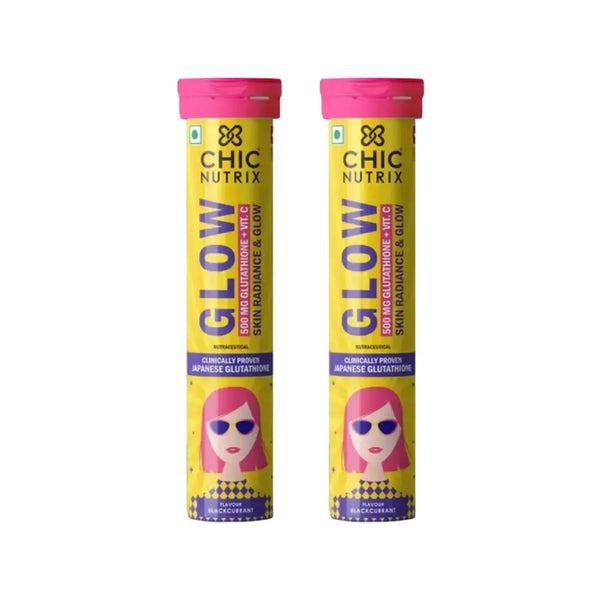 Chic Nutrix Glow 500mg Glutathione + Vitamin C Black Currant Effervescent Tablet 10s - 2 Packs