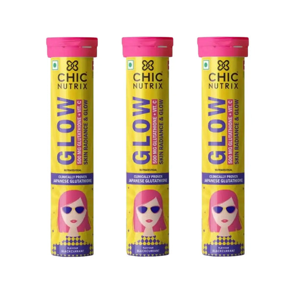 Chic Nutrix Glow 500mg Glutathione + Vitamin C Black Currant Effervescent Tablet 10s - 3 Packs