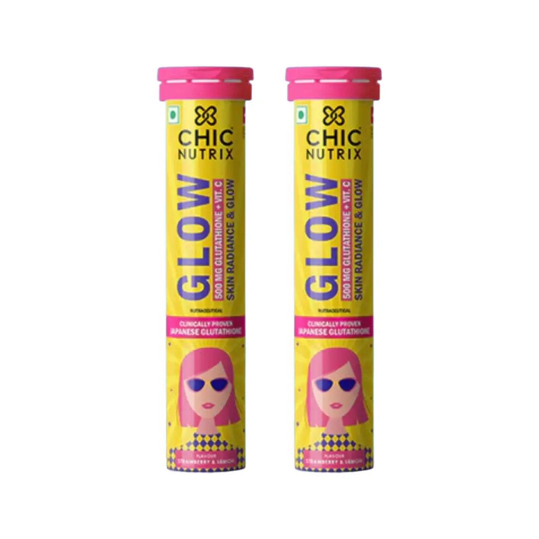 Chic Nutrix Glow 500mg Glutathione + Vitamin C Strawberry & Lemon Effervescent Tablet 20s - 2 Packs