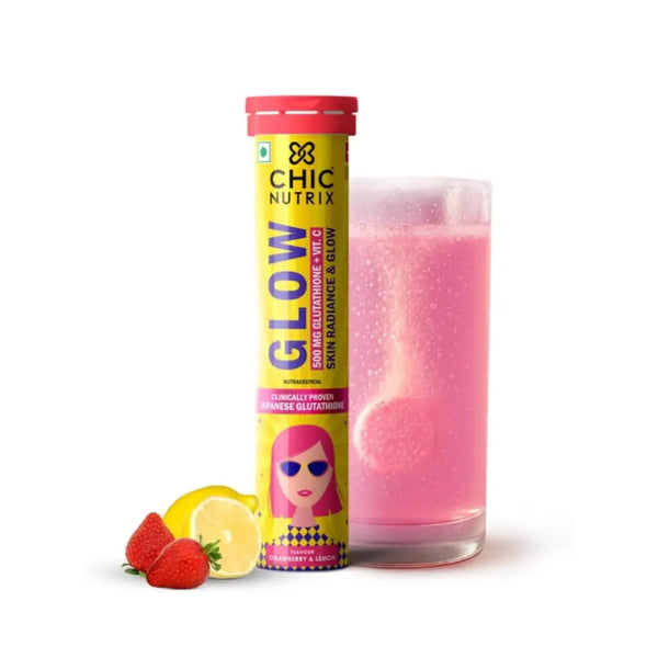 Chic Nutrix Glow 500mg Glutathione + Vitamin C Strawberry & Lemon Effervescent Tablet 10s