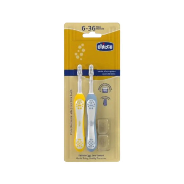 Chicco Kids 6-36M Gray & Mustard Toothbrush 2s