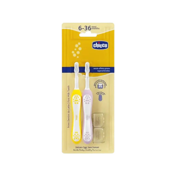 Chicco Kids 6-36M Lilac & Mustard Toothbrush 2s