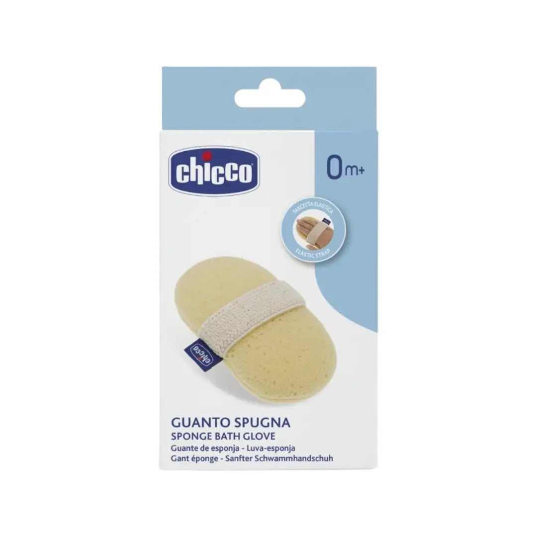 Chicco Sponge Bath Glove 0M+ | Soft Baby Bath Sponge Glove for Newborn Care