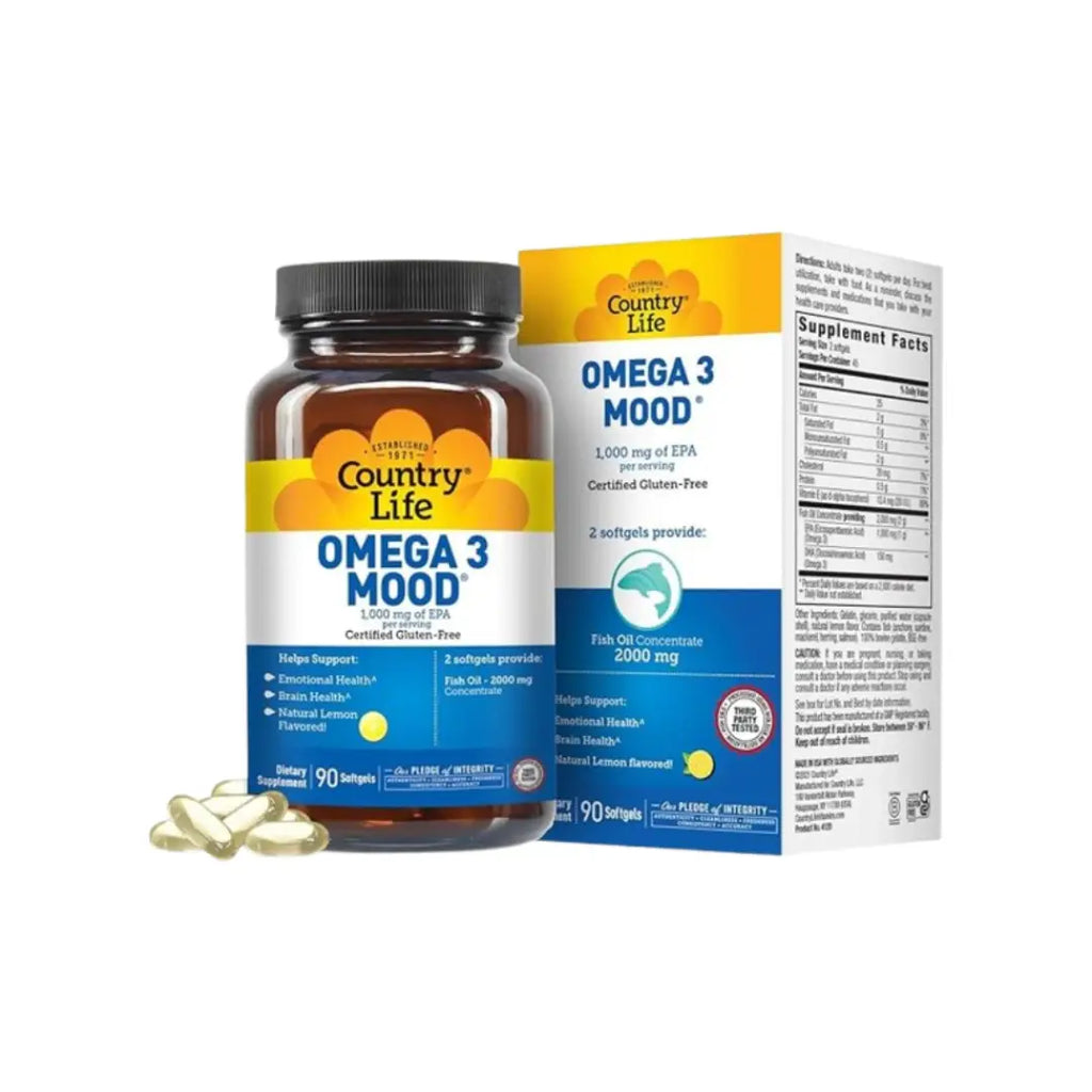 Country Life Omega 3 Mood 2000MG كبسولة هلامية 90s