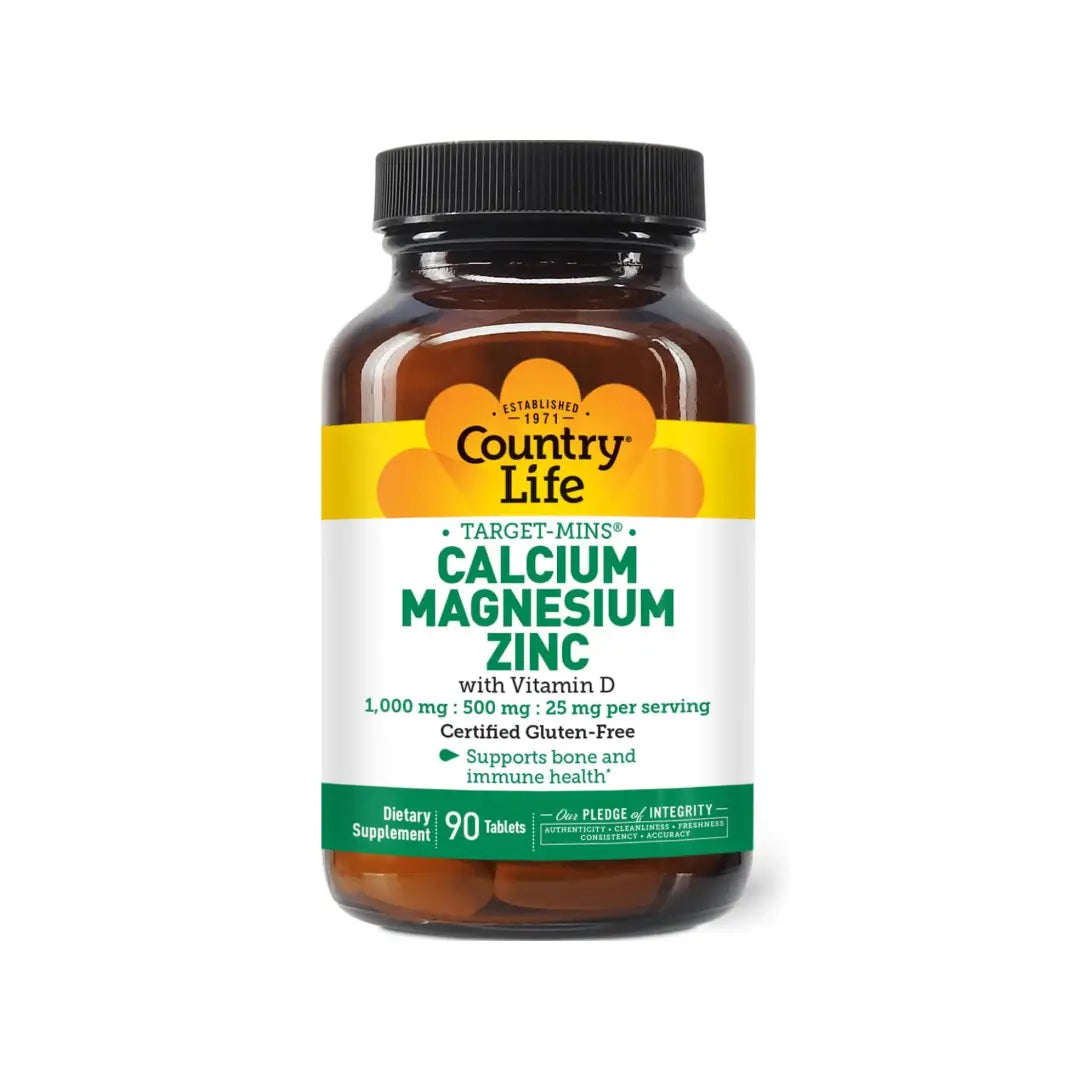 Country Life Calcium Magnesium Zinc with Vitamin D Tablets 90s | Bone & Immune Support Supplement