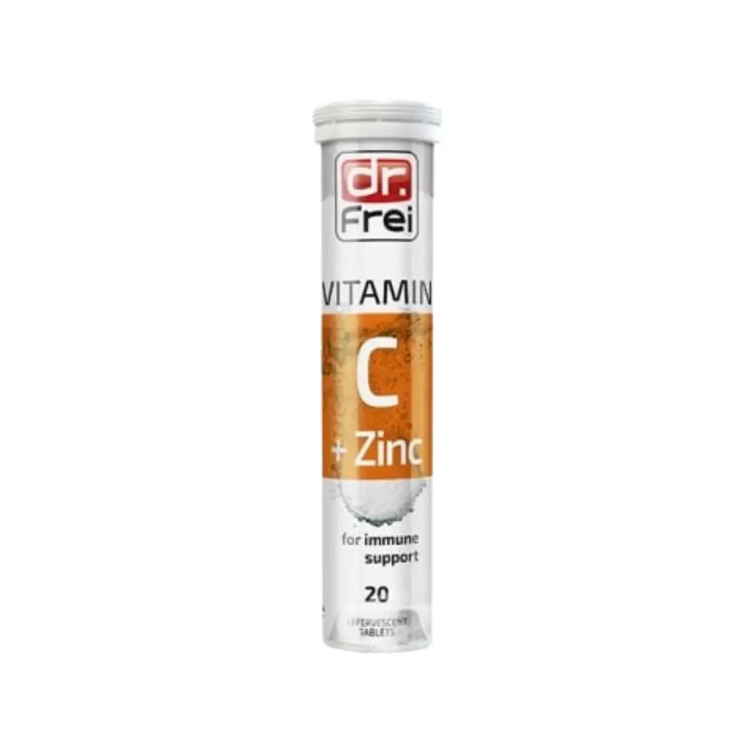 Dr. Frei Vitamin C 1000mg + Zinc 10mg Effervescent Tablets 20 Count – Immune Support & Antioxidant Supplement Drink