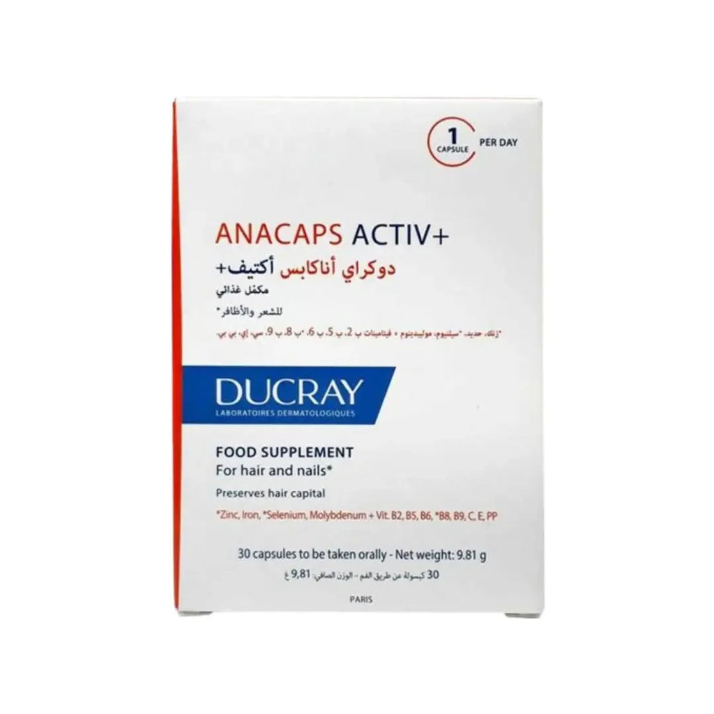 Ducray Anacaps Activ+ Capsules 30s – Hair & Nail Food Supplement