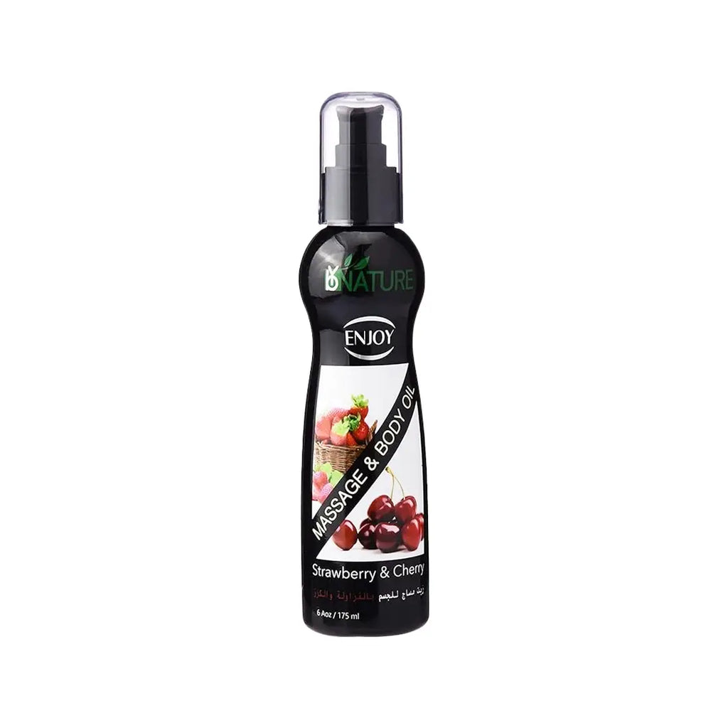 Enjoy Strawberry and Cherry Massage Oil 175ml bottle front view