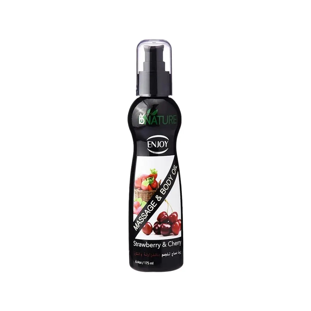Enjoy Strawberry and Cherry Massage Oil 175ml bottle front view