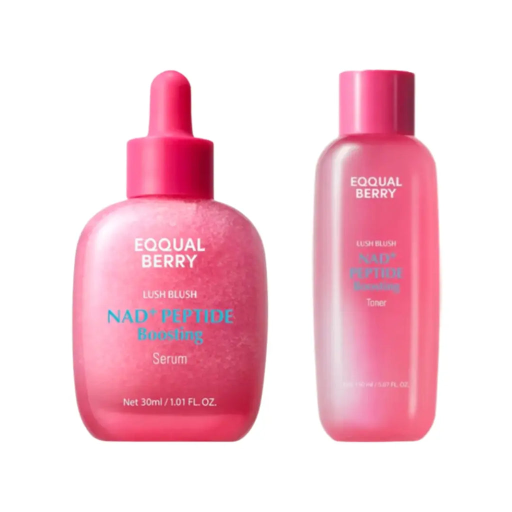Eqqual Berry NAD+ Peptide Skincare Set | Boosting Toner 150ml & Aloe PDRN Calming Serum 30ml