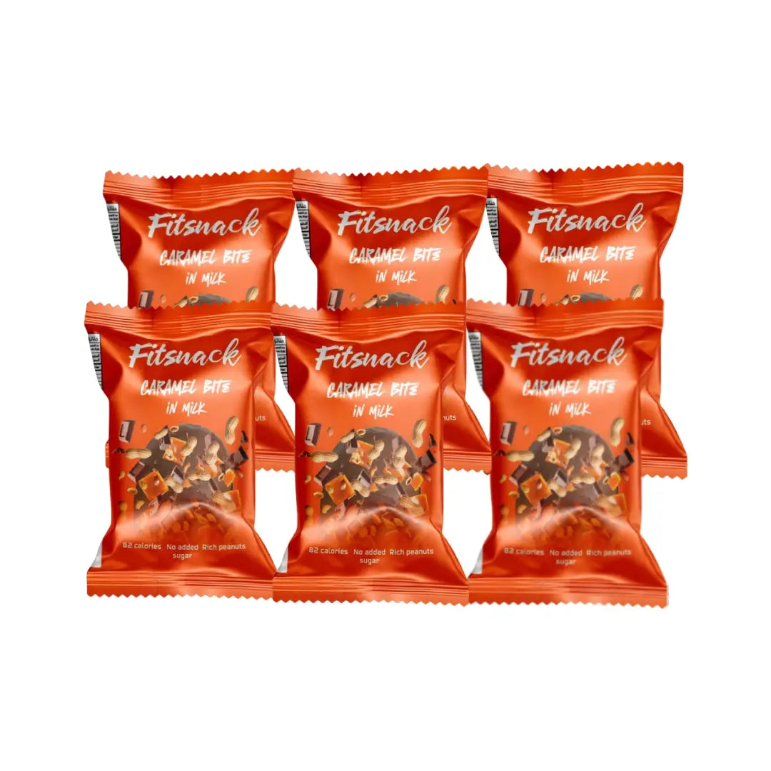 Fitsnack Caramel Bite in Milk Chocolate 15g | Caramel Chocolate Snack Bite