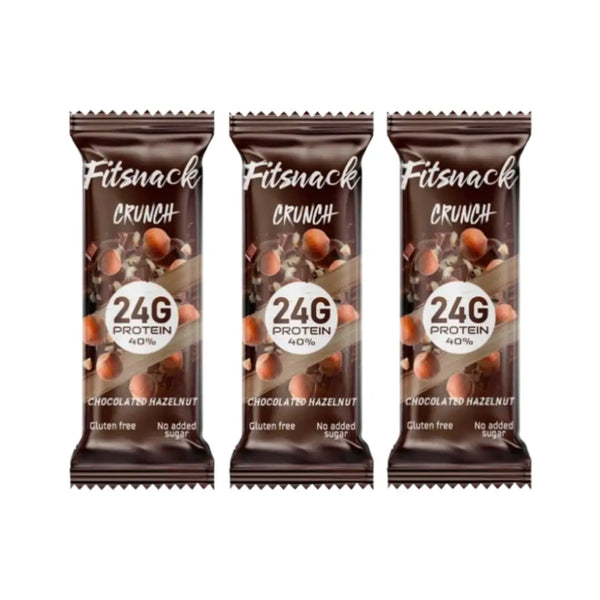 Fitsnack Crunch Protein Bar Chocolate Hazelnut with Collagen 60g-3 Packs