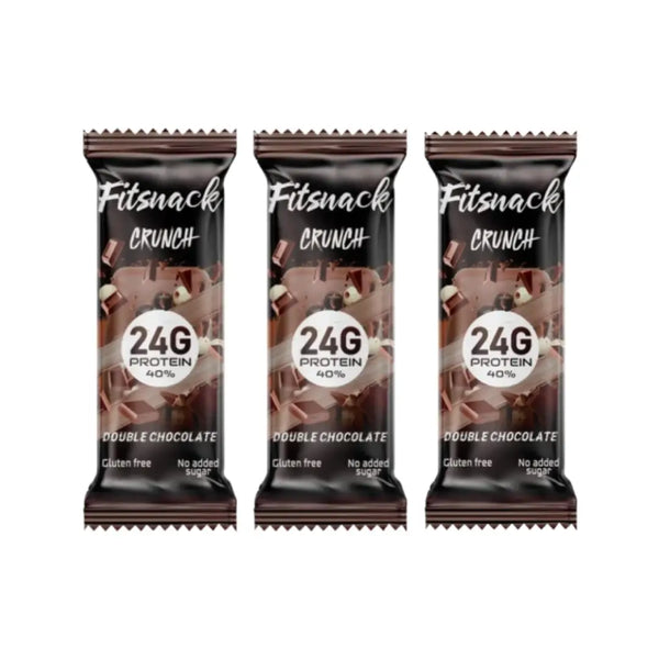 Fitsnack Crunch Protein Bar Double Chocolate with Collagen 60g-3 Packs