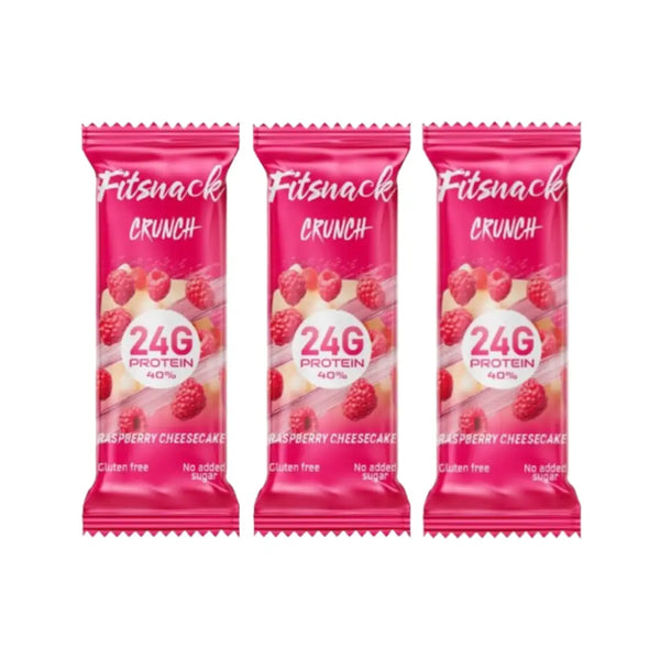 Fitsnack Crunch Protein Bar Raspberry Cheesecake with Collagen 60g-3 Packs