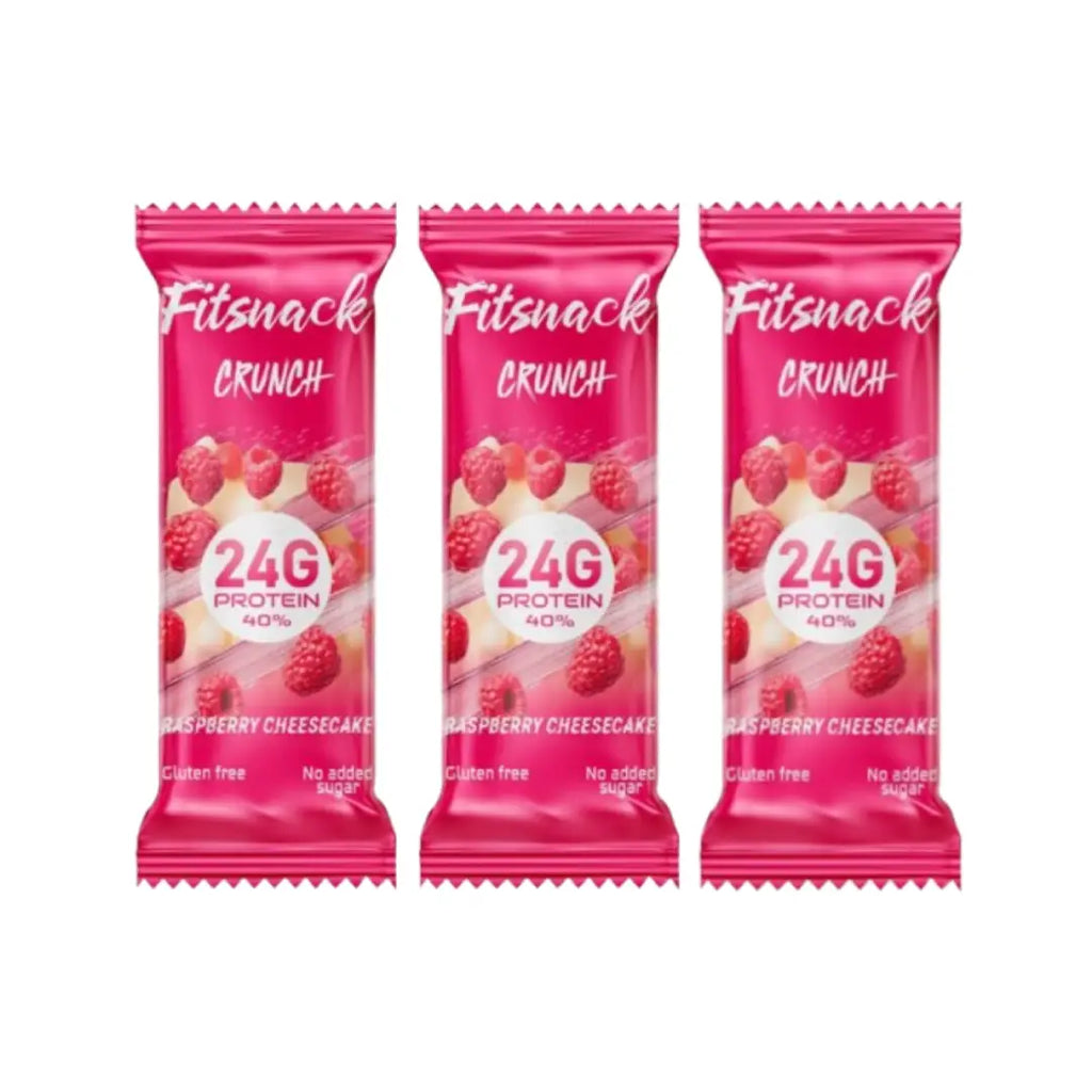 Fitsnack Crunch Protein Bar Raspberry Cheesecake with Collagen 60g | High Protein Snack Bar