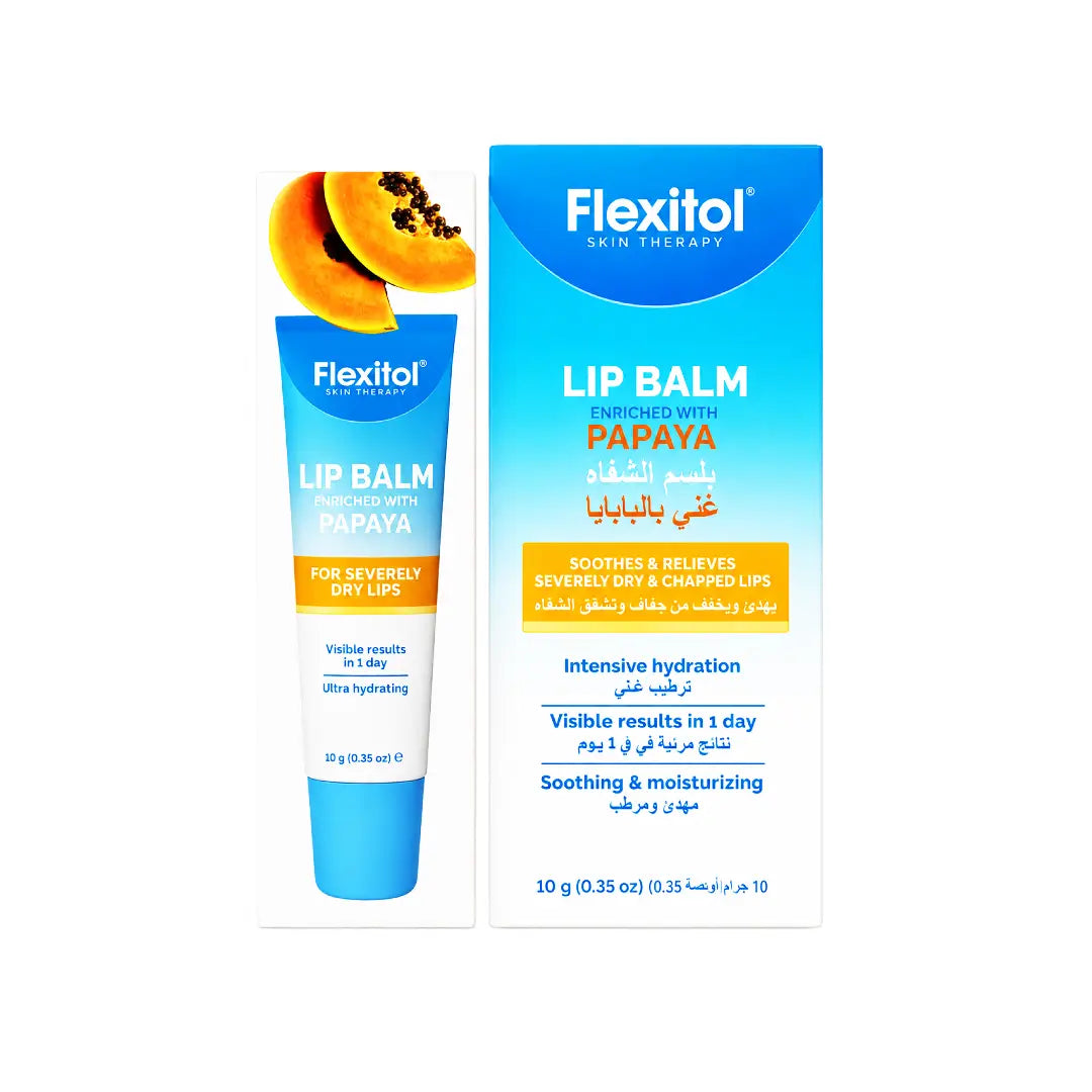 Flexitol Lip Balm with Papaya 10g – Moisturizing Lip Care Balm for Dry & Chapped Lips