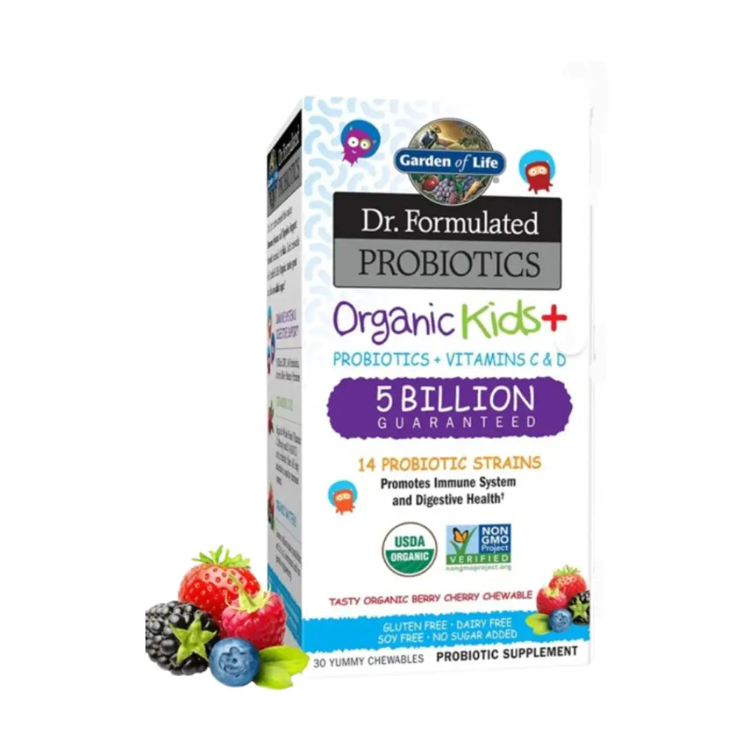 Garden Of Life Probiotics عضوي للأطفال+ قابل للمضغ 30 قرصًا