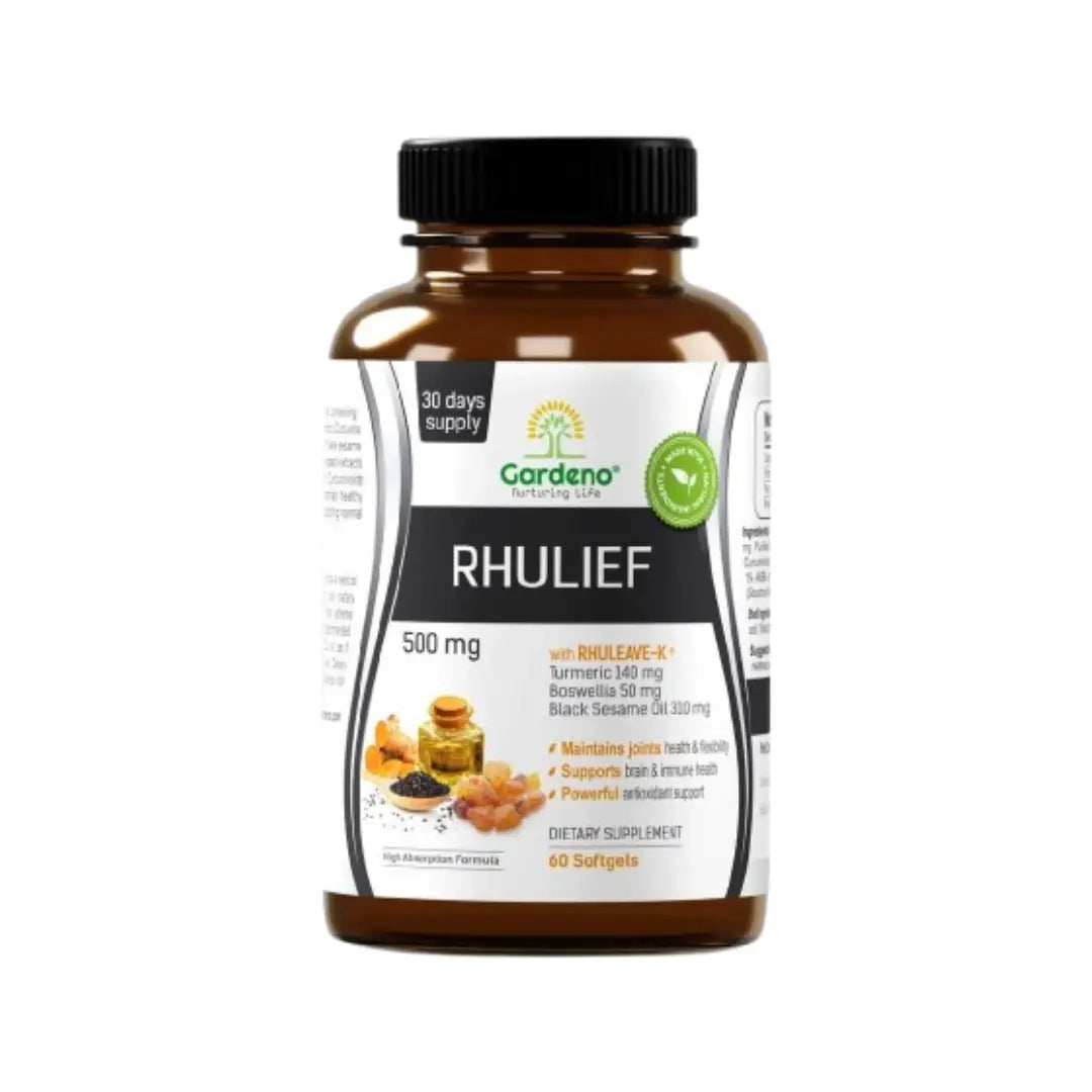 Gardeno Rhulief 500mg Softgels 60s – Herbal Joint Comfort Supplement with Turmeric & Boswellia Extract
