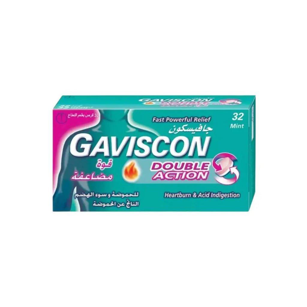 Gaviscon Double Action Mint Tablets 32s – Fast Relief for Heartburn and Acid Reflux